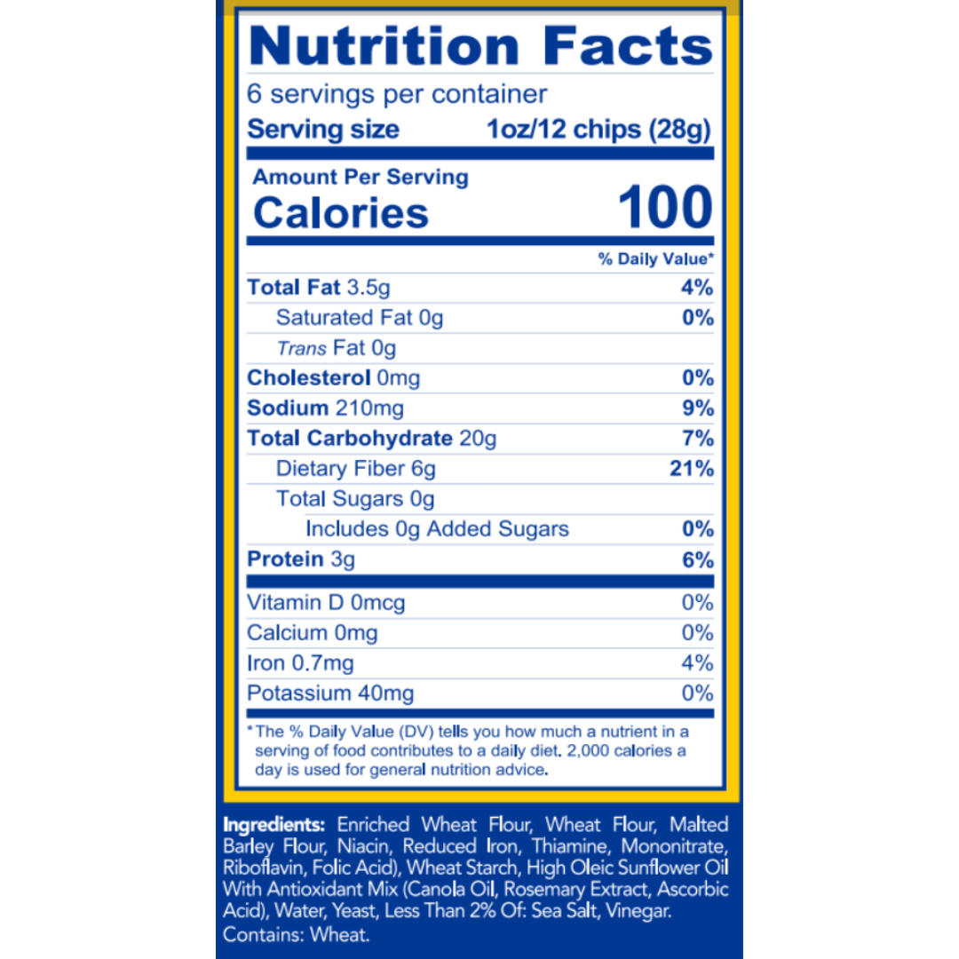 Sea Salt Pita Chips (1oz) – High Fiber, Lower Carb