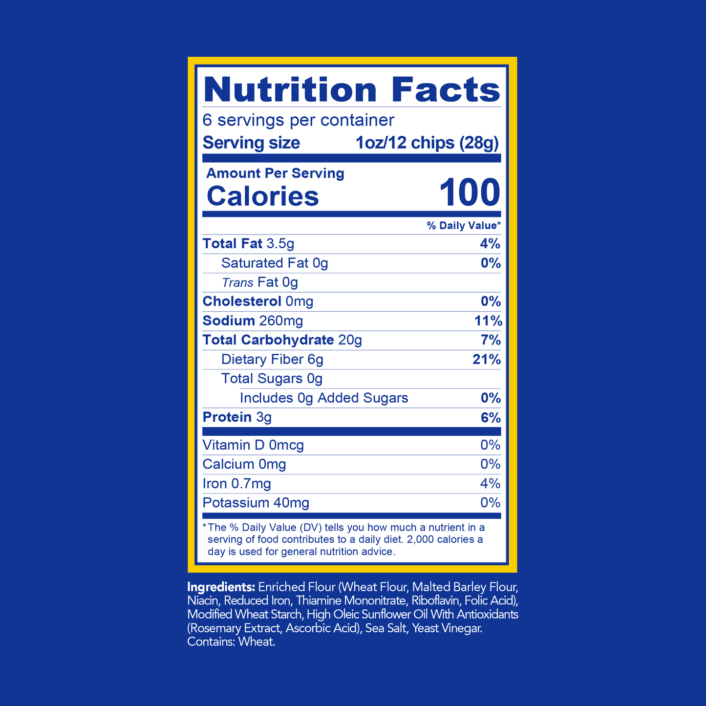 Sea Salt - Fiber Pita Chips (6oz)