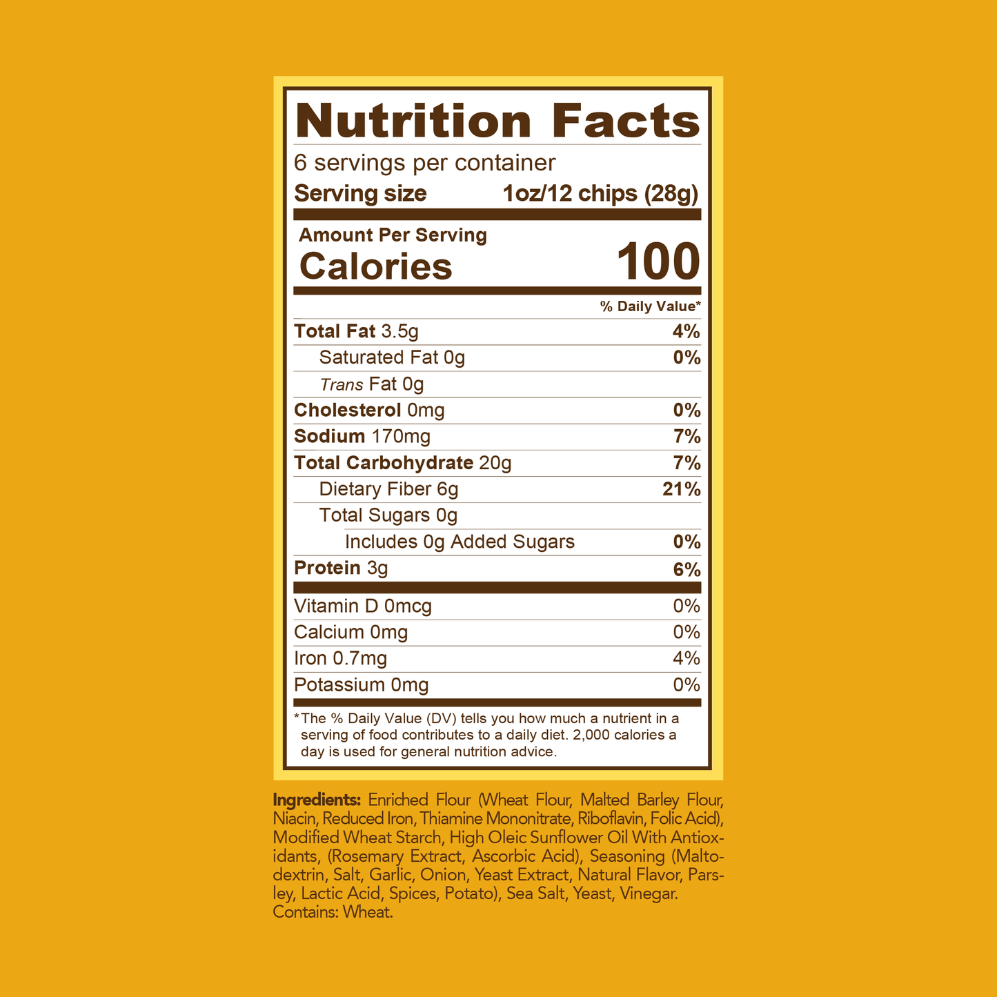 Parm Garlic - High Fiber Pita Chips (6oz)