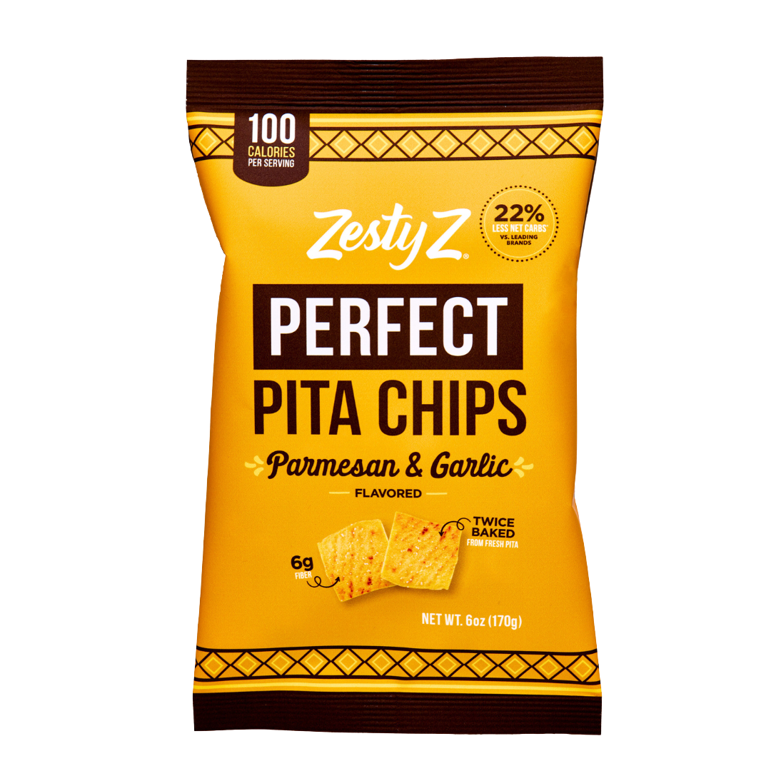 Parm Garlic Pita Chips – High Fiber, Lower Carb